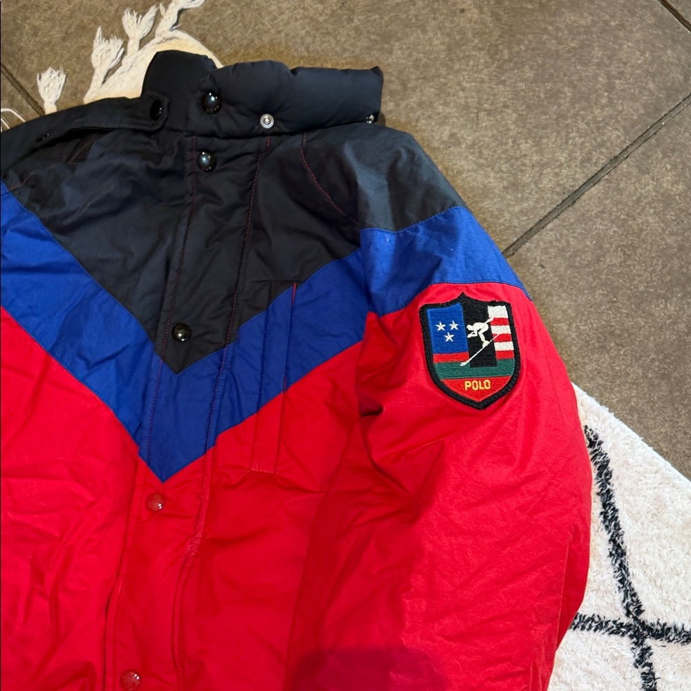 Vintage 80s 90s POLO Ralph Lauren Suicide Ski Down Puffer Jacket XL 100% COTTON - Picture 8 of 16